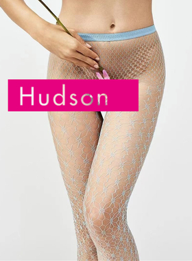 进口丝袜德国Hudson Net Flowers花植物卉镂空网袜黑色无缝连裤袜