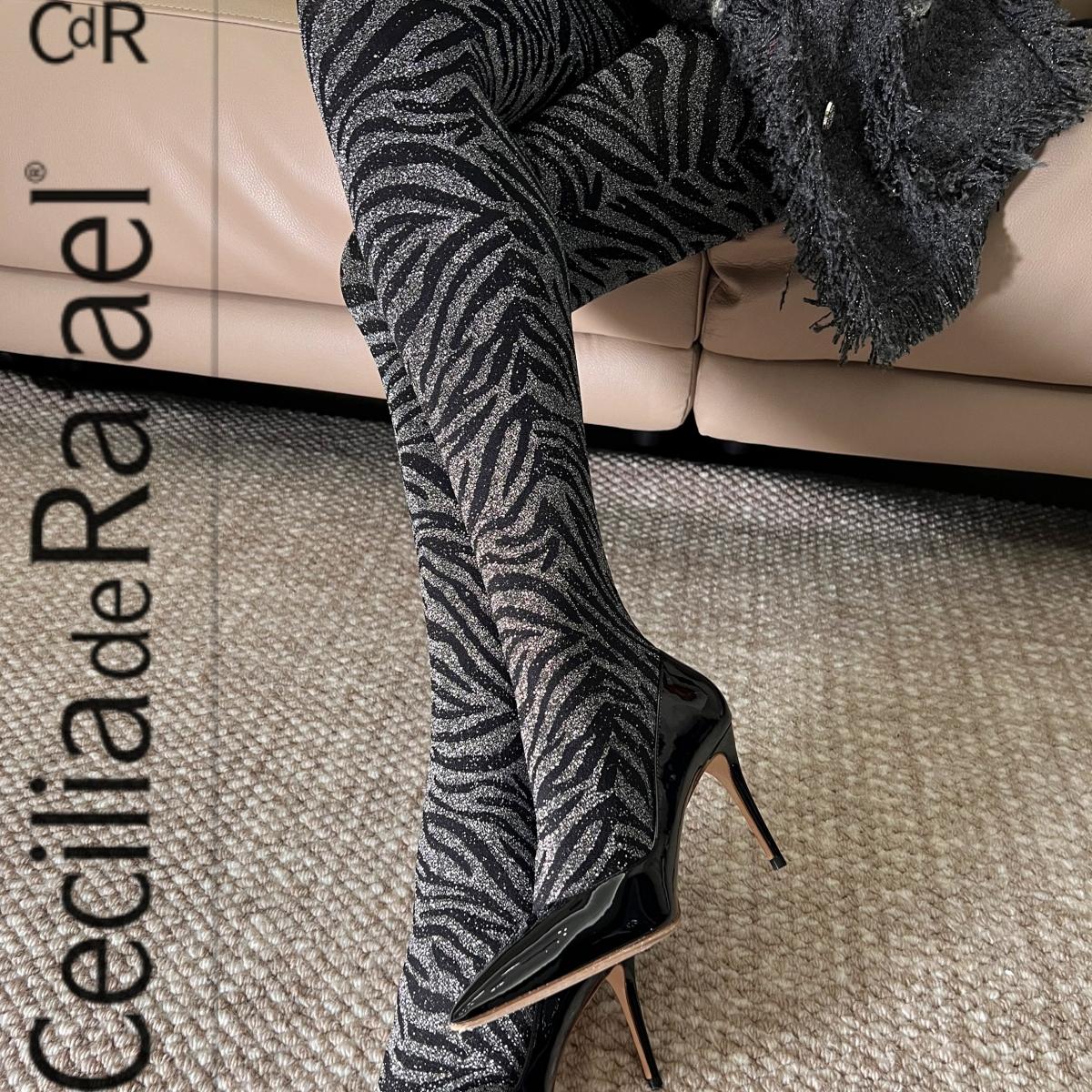 汐汐同款停产限量西班牙CdR Africa 90D奢华亮丝非洲斑马纹连裤袜