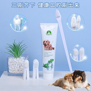 狗狗清洁牙结石用品口腔用具指套 适用柯利牧羊犬宠物牙刷牙膏套装