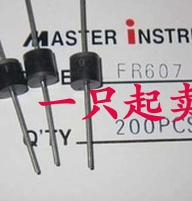 全新原装 FR607 R-6 6A/1000V 直插件大功率快恢复整流二极管