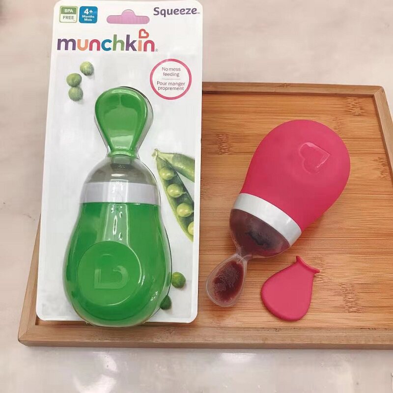 munchkin麦肯齐婴儿童喂养勺宝宝辅食果泥挤压式奶瓶勺满趣健餐具