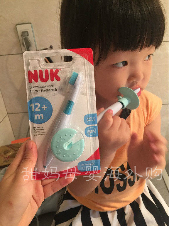 德国原装进口NUK婴幼儿宝宝乳牙刷儿童安全训练牙刷带保护套1岁起