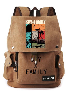 间谍过家家动漫书包阿尼亚周边背包学生初中生束口帆布复古双肩包