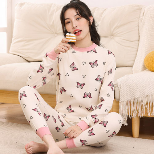 新款全棉女大童秋衣秋裤套装