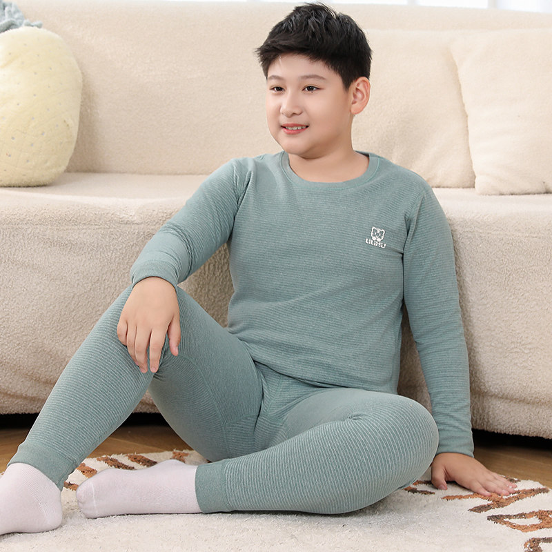 胖童保暖内衣套装加肥加大男童女童秋衣秋裤德绒中大童秋冬季睡衣