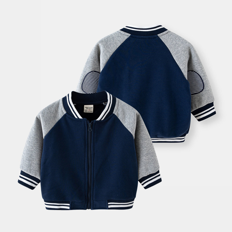 2025男童加绒棒球服外套秋冬款新款儿童洋气衣服炸街男孩秋季上衣