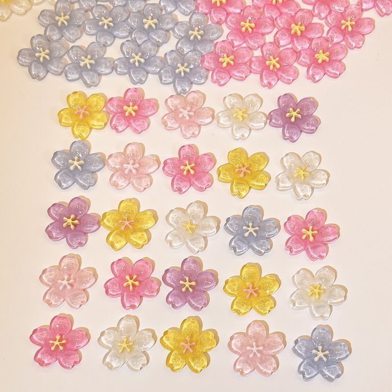 透色细闪樱花diy饰品树脂配件奶
