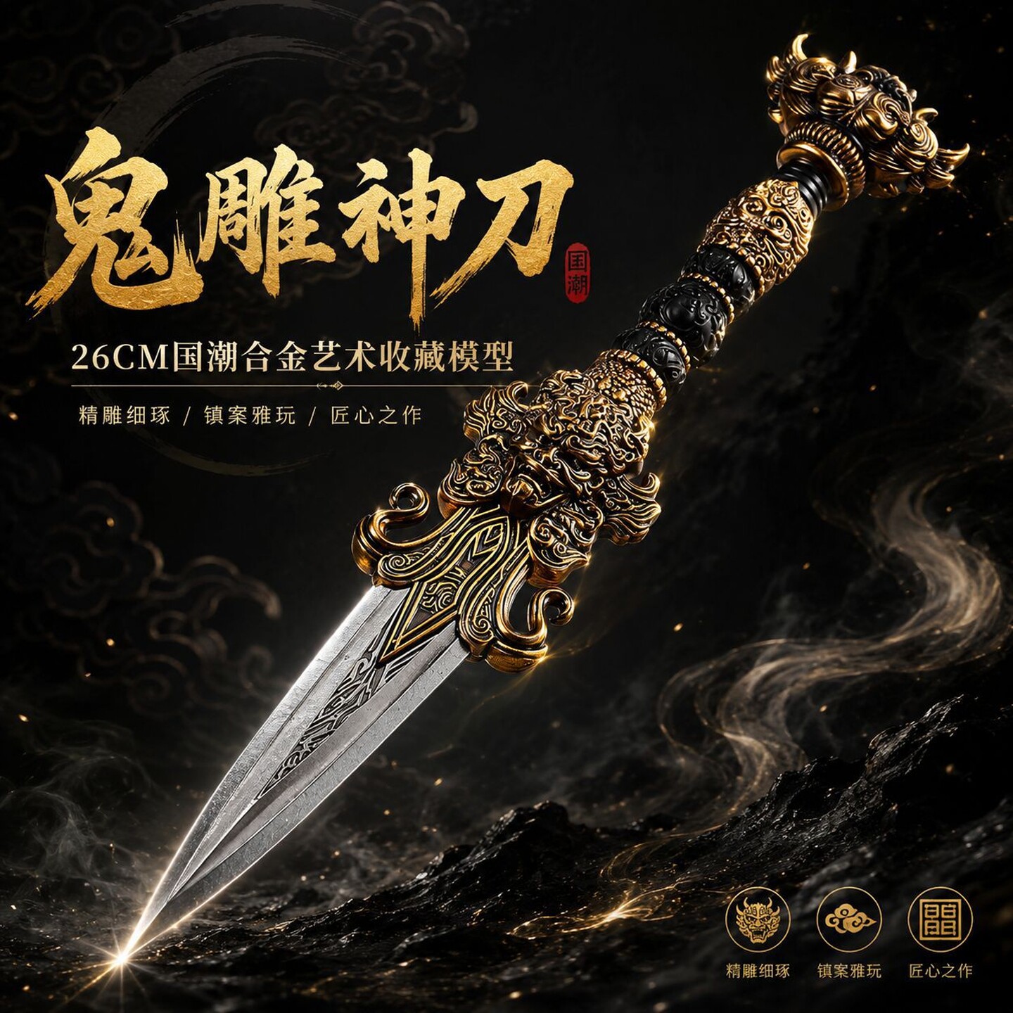 26CM绝世动漫周边武器模型全金属霍雨浩鬼雕神刀礼盒版工艺品摆件