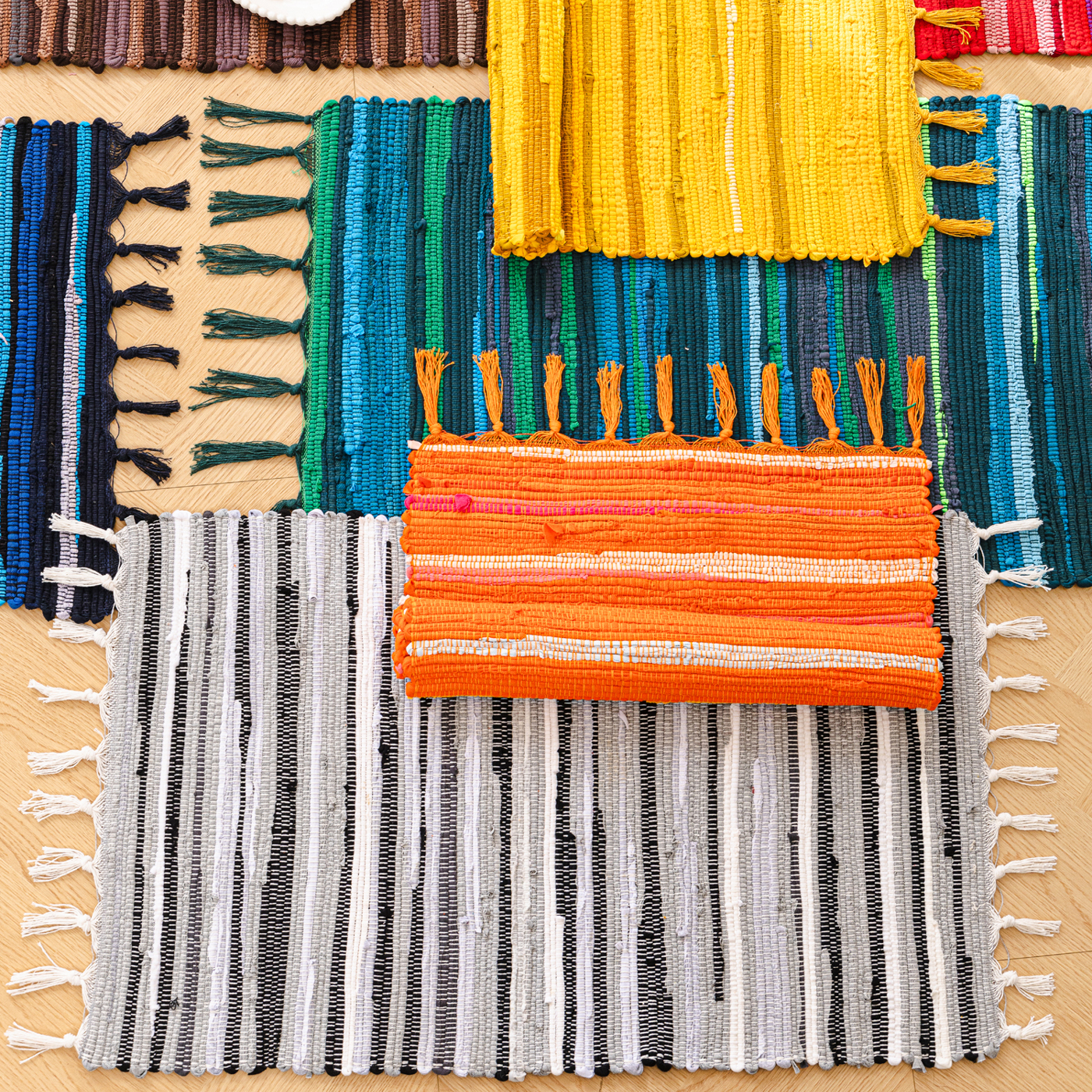 中古风手工裂织布编织地毯