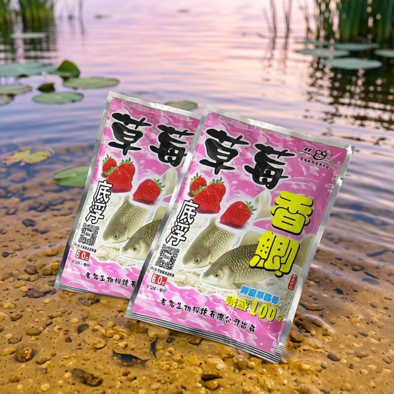 老鬼鱼饵 草莓香鲫100克水库池塘野钓鲫鱼鲤鱼饵料水果香钓饵