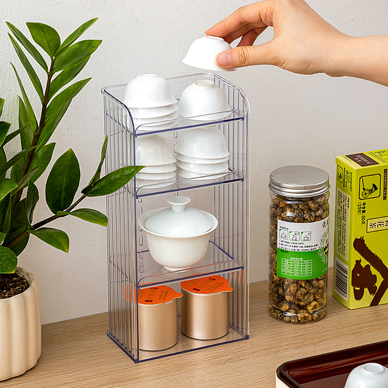 迷你茶杯置物架多层单人杯主人杯配件茶叶茶具收纳盒分层整理架