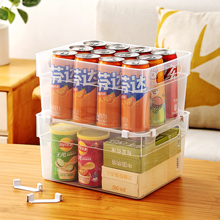 可叠加收纳筐矿泉水收纳箱零食玩具整理箱无盖储物箱叠加卡扣支架