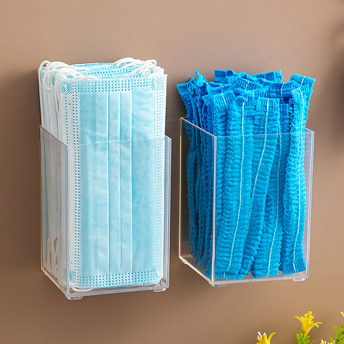 壁挂口罩收纳盒头套免打孔厨师网帽装放一次性帽子鞋套手套盒子