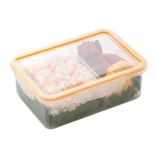 日式分格饭盒二分格密封可微波炉餐盒学生上班族大容量便当盒子