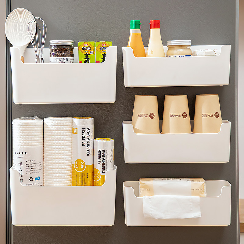 厨房冰箱置物架保鲜袋纸巾神器免打孔侧面壁挂放保鲜膜收纳架挂袋