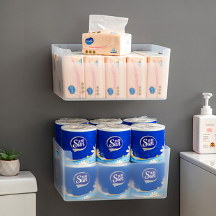 大容量厕所纸巾盒壁挂式卫生纸卷纸置物架卫生间浴室抽纸收纳筐
