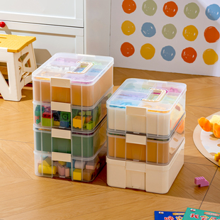 手提乐高积木收纳盒分类整理盒儿童拼图积木零件配件小颗粒分拣盒