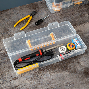 加长电烙铁收纳盒手提长条透明塑料零件盒卡尺钓鱼配件工具整理盒