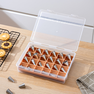 裱花嘴收纳盒防尘大容量家用烘焙裱花钉工具整理架挤花嘴分类摆放