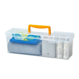 游泳收纳箱泳衣毛巾装备儿童透明长方形手提工具盒收纳箱塑料盒子