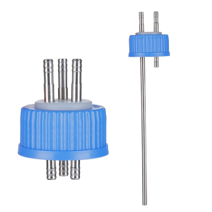 三爱思 GL45补料瓶盖K61 流动液相瓶硅胶转接头二通盖三孔盖 304不锈钢 发酵罐加料进取样补针 实验室耗材