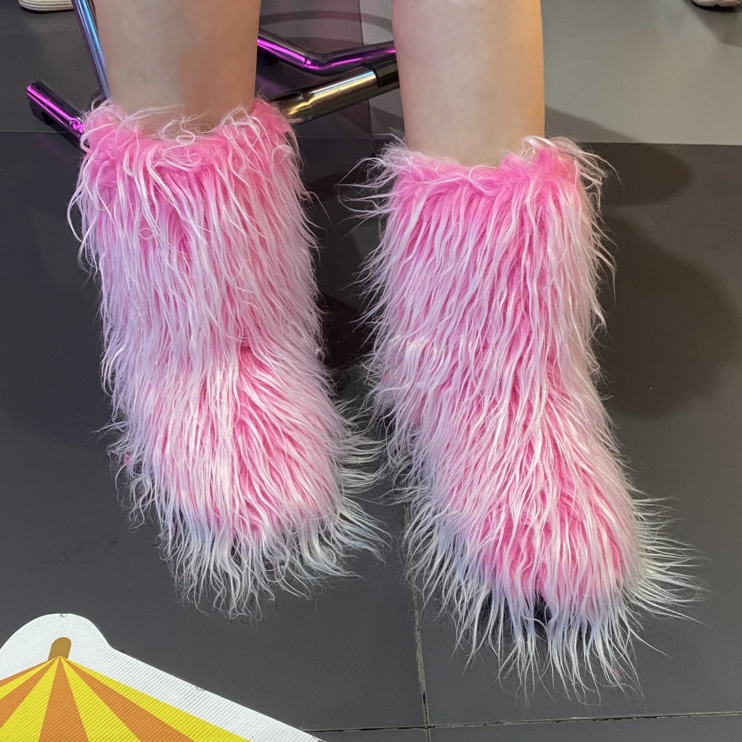 毛毛雪地靴长毛绒加厚冬季