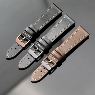 Raystray意大利十字纹牛皮表带快拆18 19 20 22MM适配华为劳日志