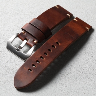 手工霍尔文牛皮表带20MM 22MM 24MM 26MM真皮柔软加厚表链复古风