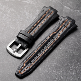 适配精工SEIKO真皮表带Sportura系列SNL017凹凸7L22 27mm*15mm男