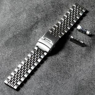 不锈钢弧形接口表带20MM 22MM 316L精钢保险扣男款表带加厚钢链