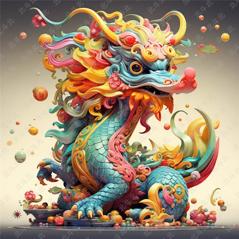 BDB-0441-4种可爱彩色龙插画海报素材原创素材海报可定制海报