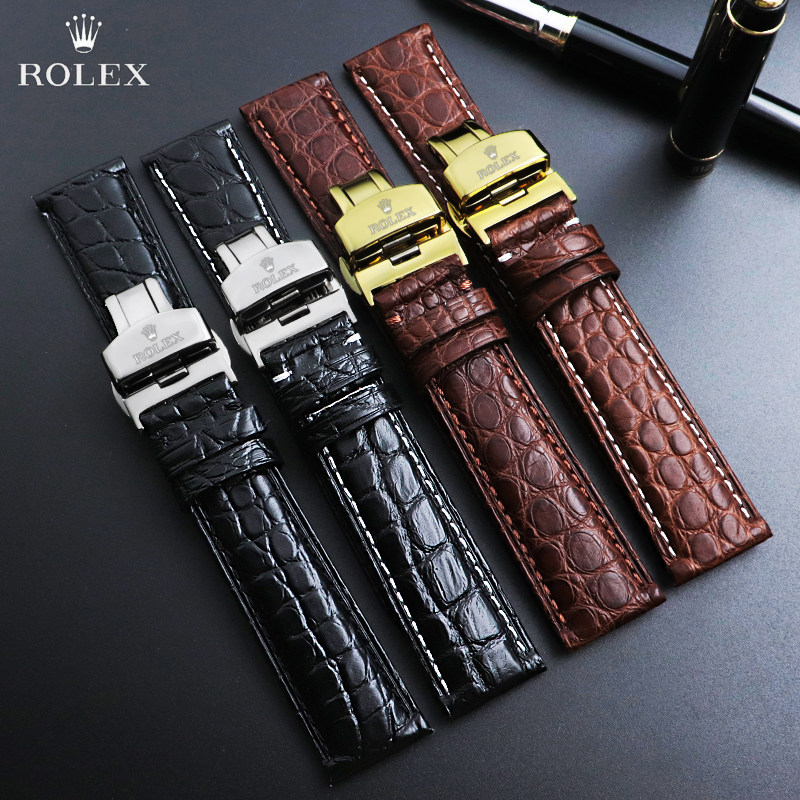 适配劳力士蚝式恒动迪通拿潜航者切利尼手表带真皮男鳄鱼皮带20mm