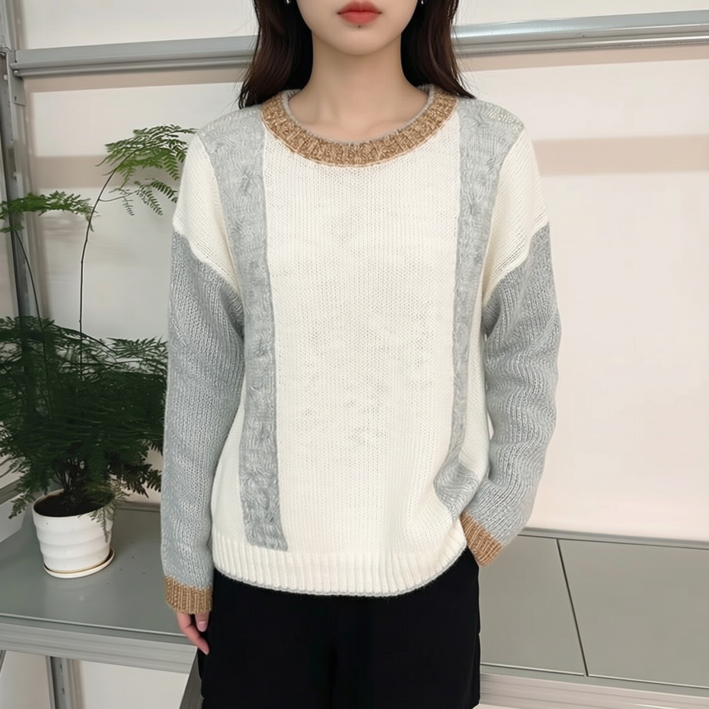 外贸外单森系百搭时尚女软妹宽松慵懒风软糯长袖春秋轻薄马海毛丝