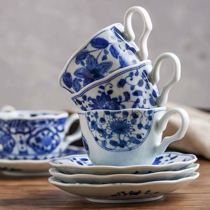 日本进口蓝凛堂釉下彩青花咖啡杯