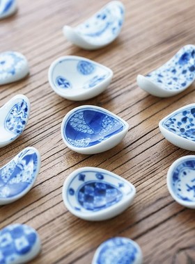 蓝凛堂日式筷子架筷子托陶瓷勺子架筷托筷枕筷架放筷子架子餐具架