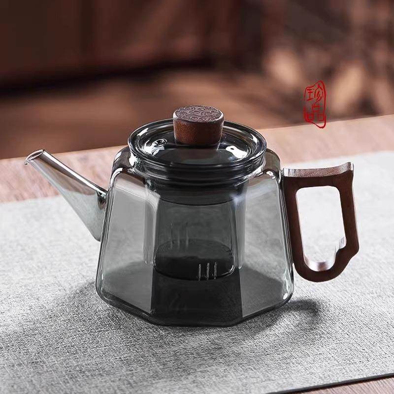 木把耐热玻璃茶水分离围炉煮茶壶