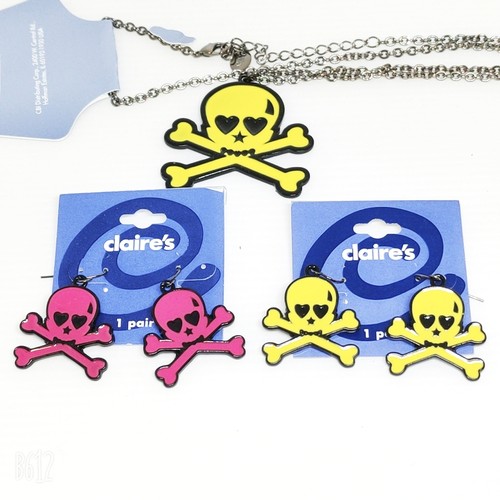 骷髅头claire's项链耳钉