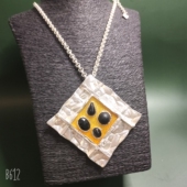 法国Dolce Vita品牌刻标银色方形多材质重工质感复古小众古着项链