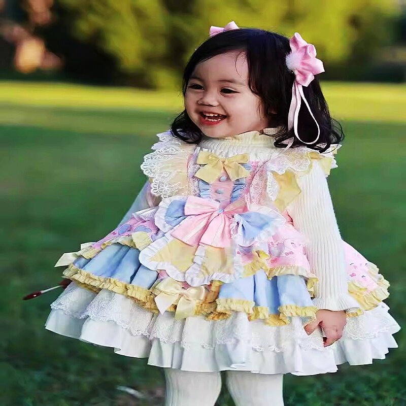 枝芽2026春秋夏吊带女童背心洛丽塔裙生日Lolita公主裙儿童蓬蓬裙