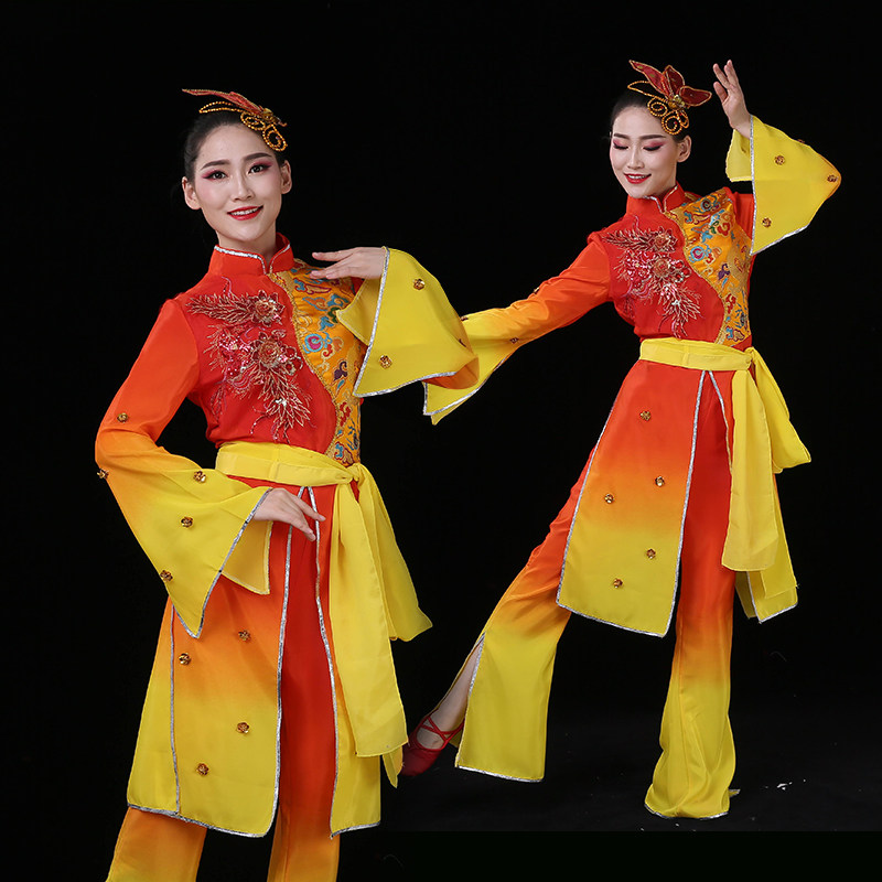 古典打鼓腰鼓舞蹈演出服装男女中国风新款现代秧歌民族表演成人服