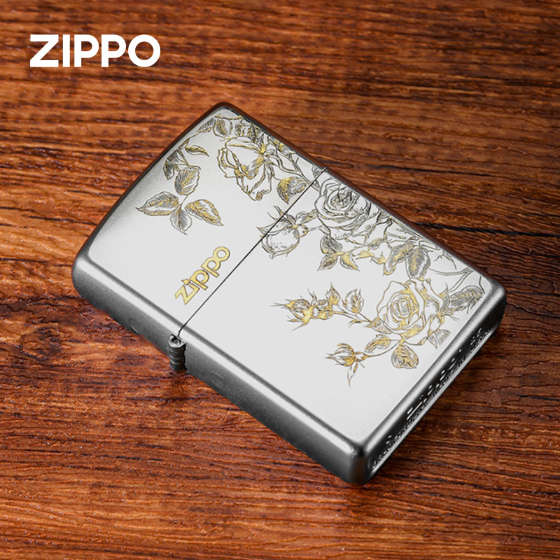 zippo打火机蔷薇之心防风打火机送男生个性生日七夕节日告白礼物