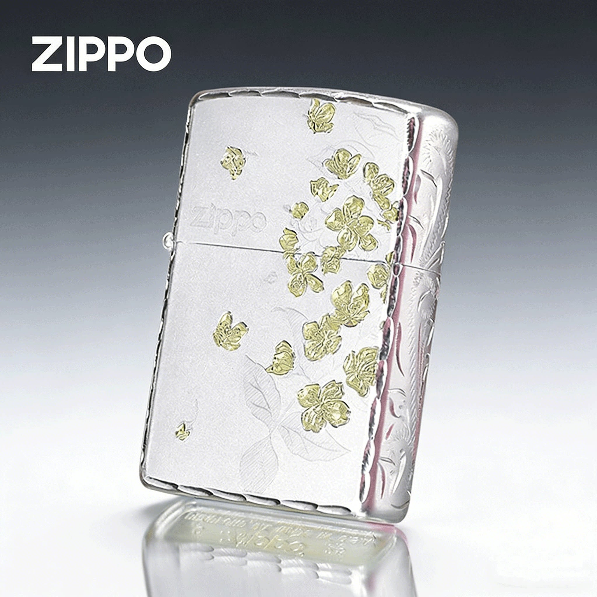 ZIPPO打火机高颜值春绘茉莉 精雕咬边防风煤油火机情人节礼物