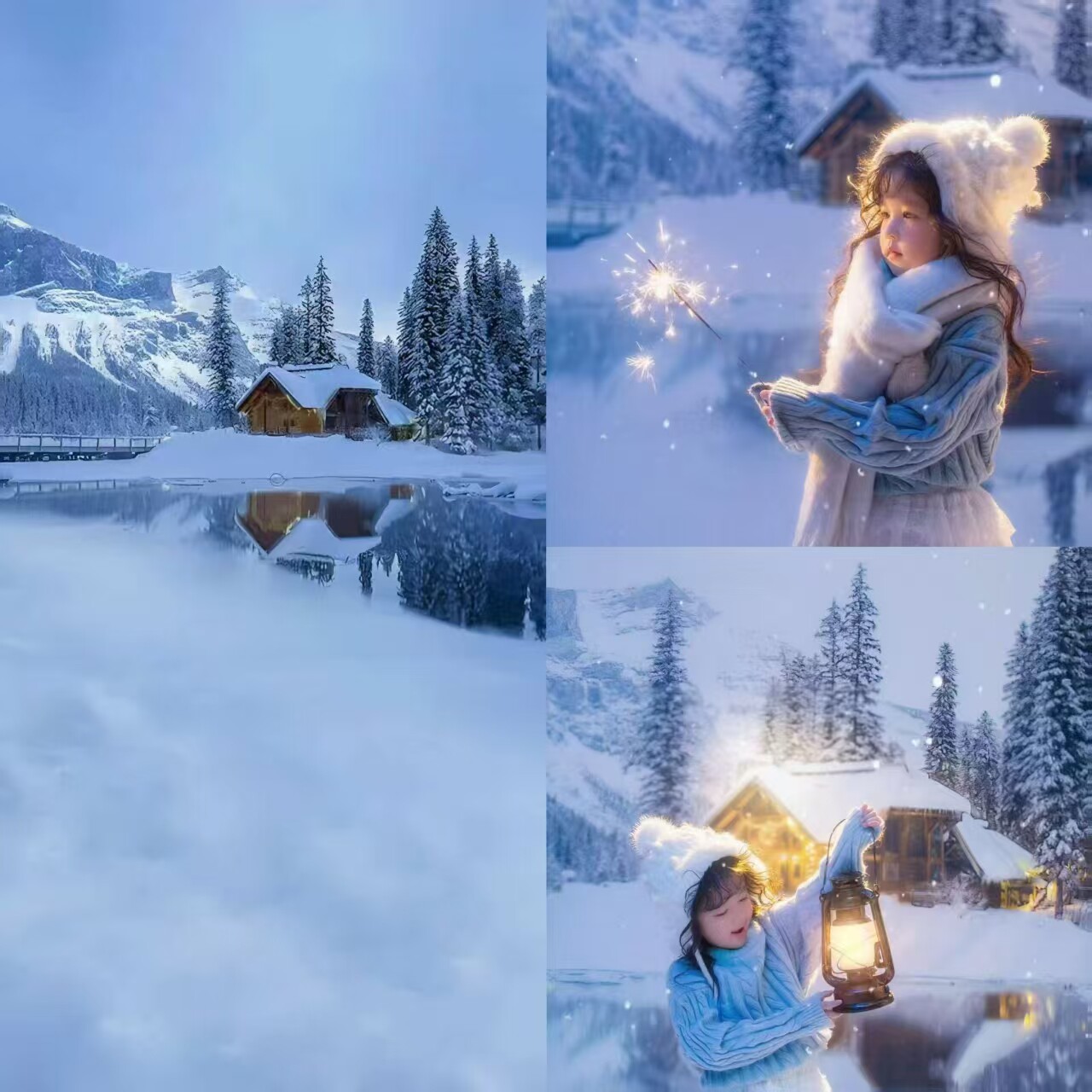 冬季雪景儿童写真背景布 拍照影楼摄影背景布 仿真