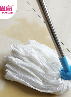 家用无纺布拖把不锈钢长柄水拖吸水不掉毛墩布拖可换头圆头小拖把