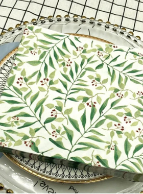 蝶骨巴特 新款树叶彩色印花餐巾纸 纸巾 西餐厅烘焙坊适用面巾纸