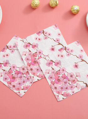 印花餐巾纸酒店西餐厅摆台装饰酒杯花纸国风梅花图案双层派对纸巾