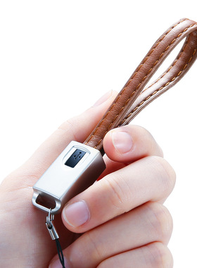 皮革充电线钥匙扣手绳一拖三线双typec挂绳数据线短线充电宝伴侣短线双C头便携超短PD27W