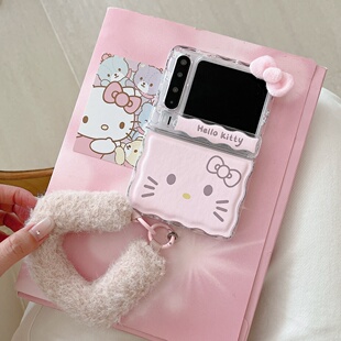 可爱卡通创意立体蝴蝶结大脸表情包kitty猫手机壳适用华为Pura X保护套全包护中轴折叠屏purax典藏版防摔少女