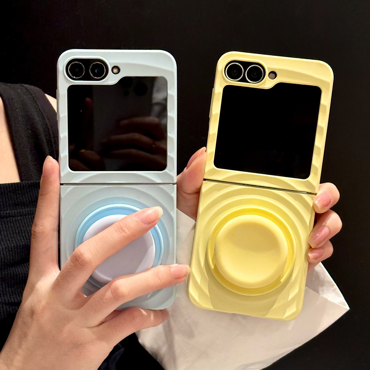 适用三星GalaxyZFlip6折叠屏保护套zflip5手机壳新款波漾壳磁吸撞色支架w24flip3全包防摔小米mixflip天蓝色