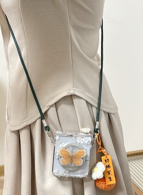 ins原创旋转立体白色花朵适用荣耀Magic V Flip手机壳全包新款magicvflip2保护套flip折叠屏翻盖VFlip2防摔女